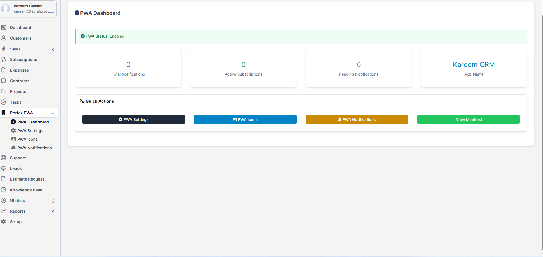Dashboard PWA Module for Perfex CRM
