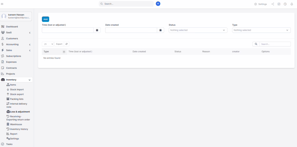 Inventory Stock Adjustments