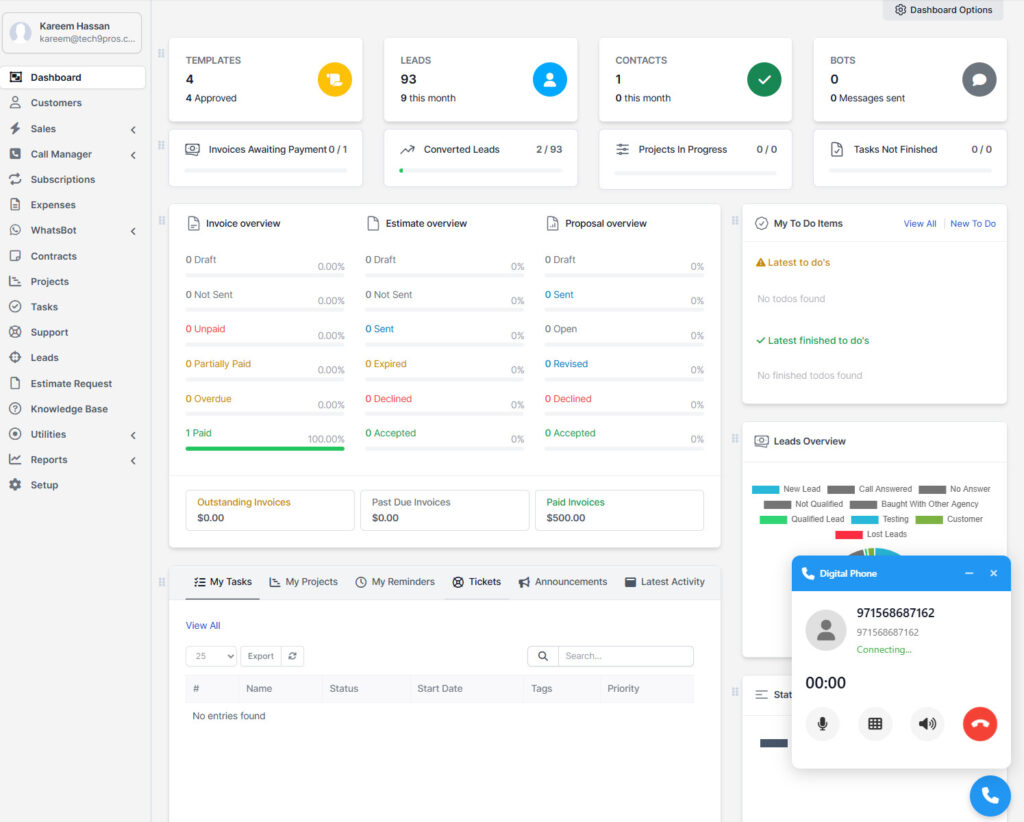 call manager module for perfex crm