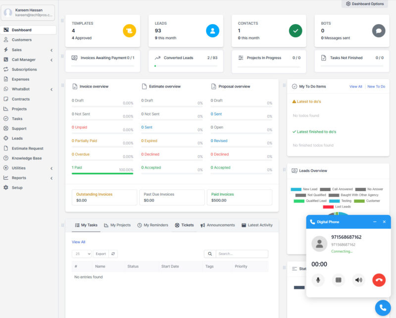 call manager module for perfex crm
