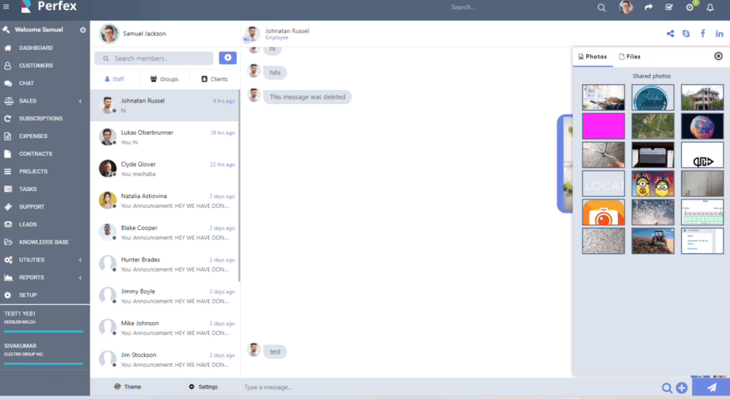 perfex crm chat module realtime