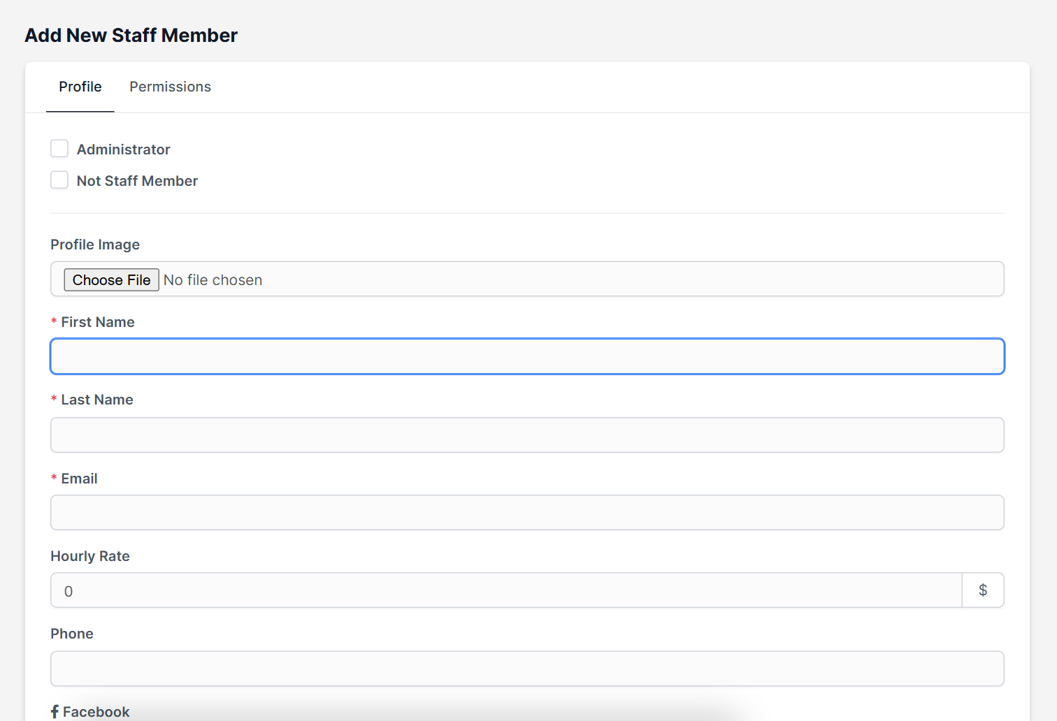 Add New Staff Member form to Perfex CRM add staff member