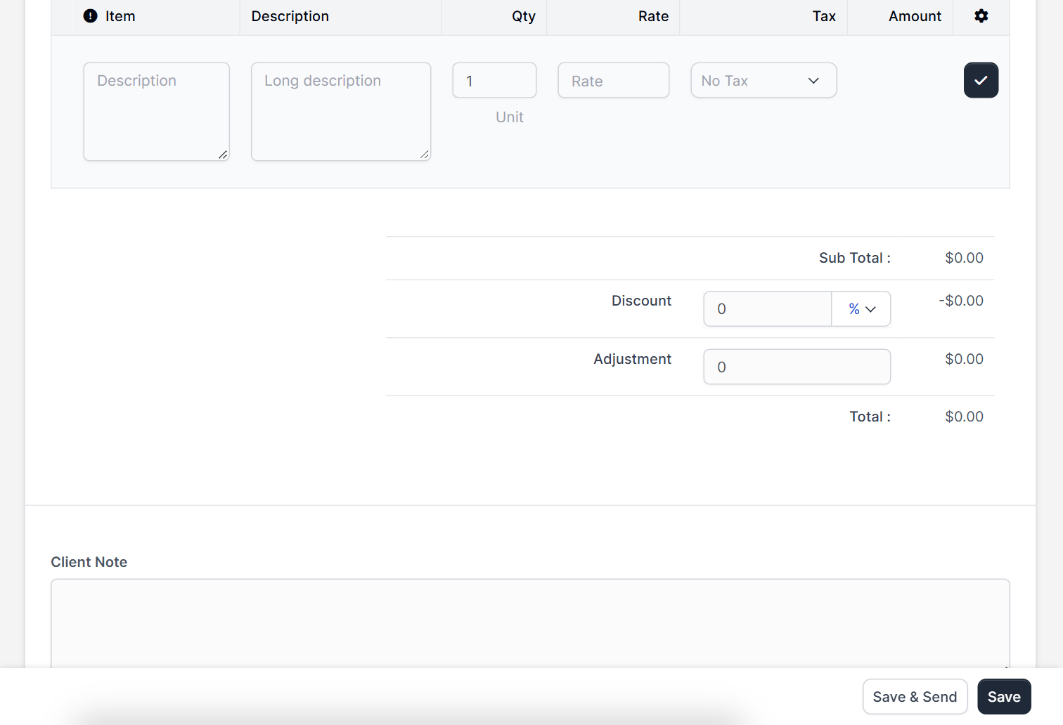 Credit note items and totals in Perfex CRM credit notes