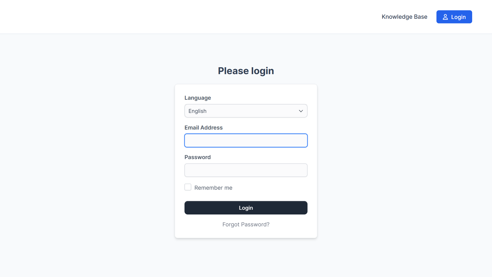 Customer login page of the Perfex CRM customer portal