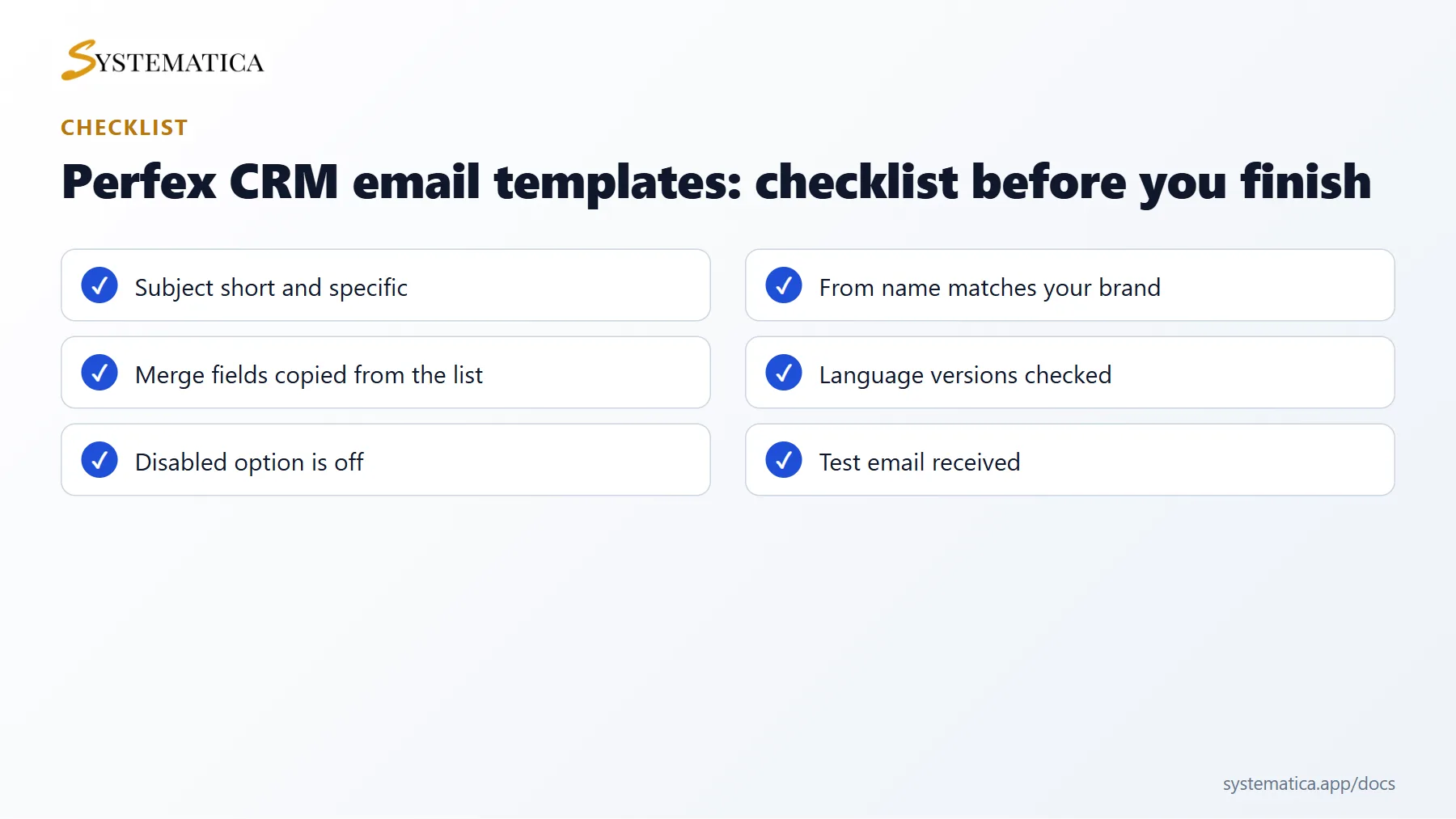 Perfex CRM email templates checklist before you finish