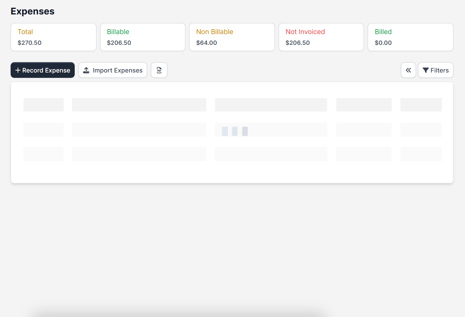 Perfex CRM expenses list with category, amount and customer