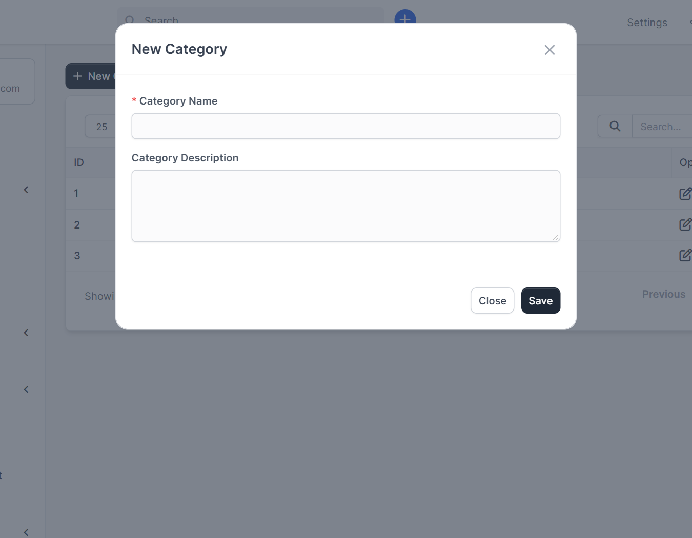 New Category form for Perfex CRM expenses