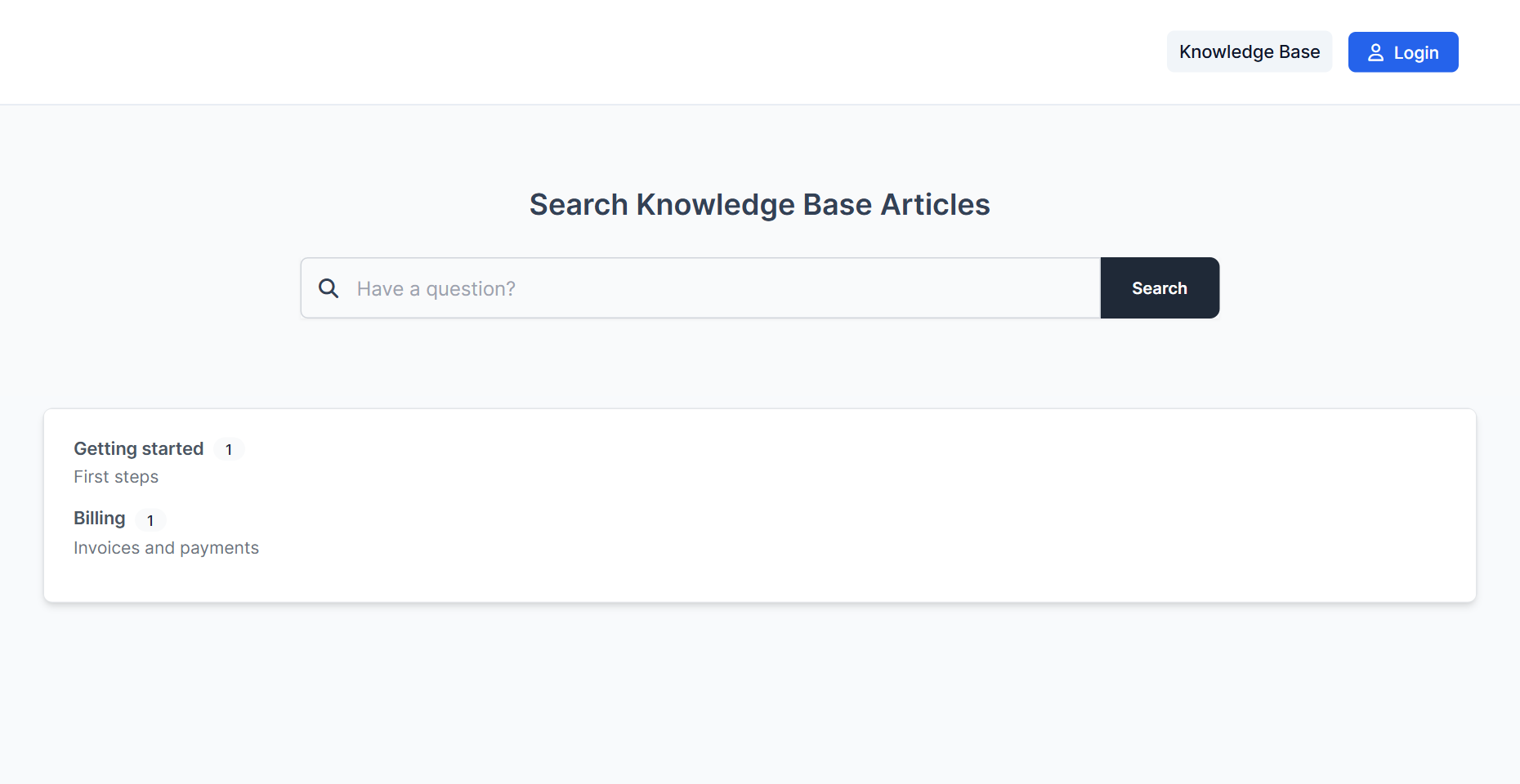 Public Perfex CRM knowledge base page with groups for customers